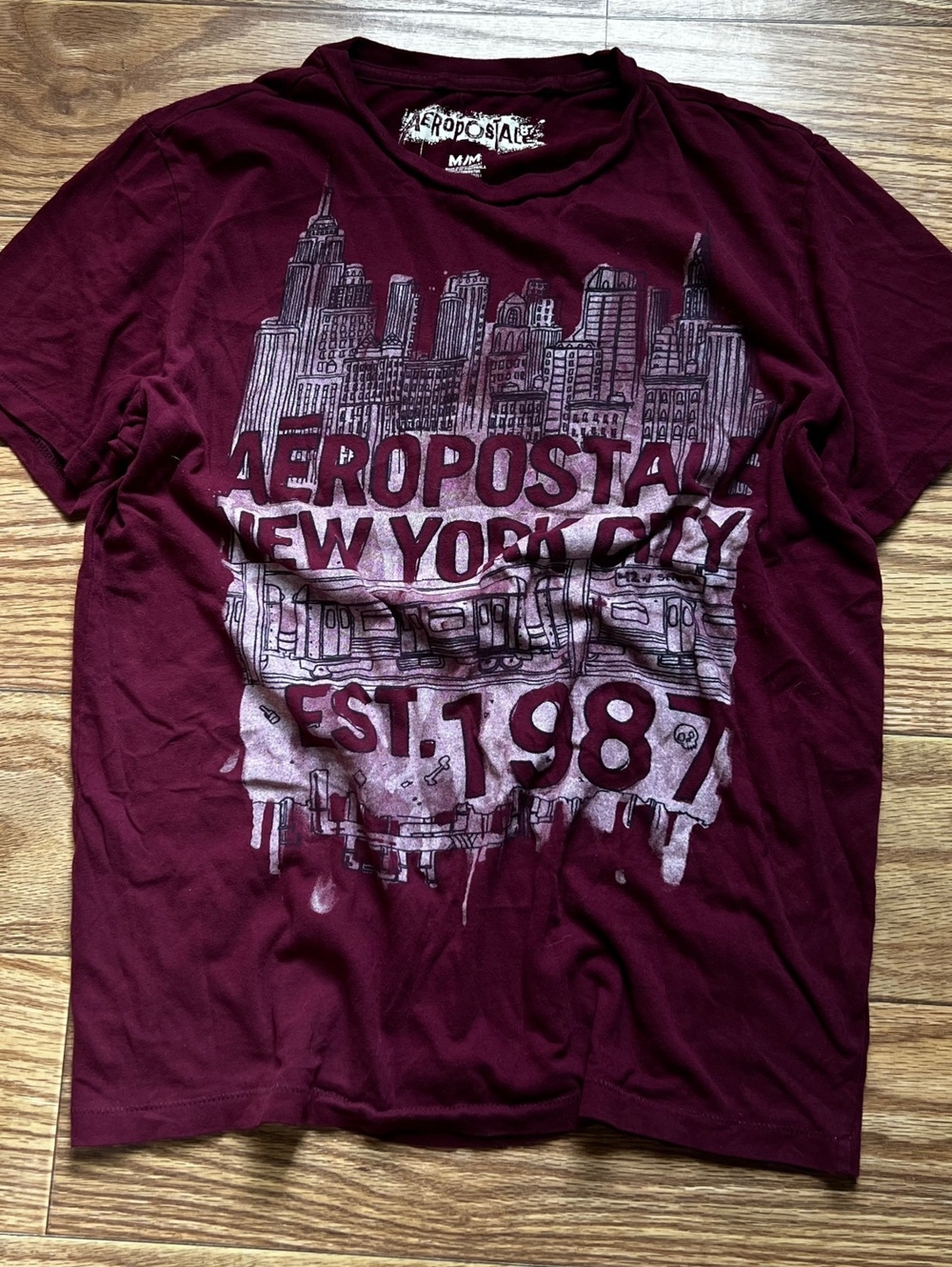 vintage y2k aeropostale graphic tee burgundy streetwear skater grunge aesthetic